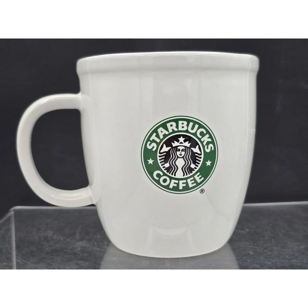 2007‎ STARBUCKS WHITE /GREEN LOGO COFFEE 16 OZ COFFEE MUG CUP W/ Tea Infuser